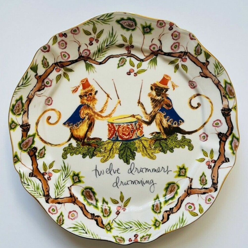 Anthropologie NWT/NIB Inislee Farris 12 Drummers Drumming Dessert Plate